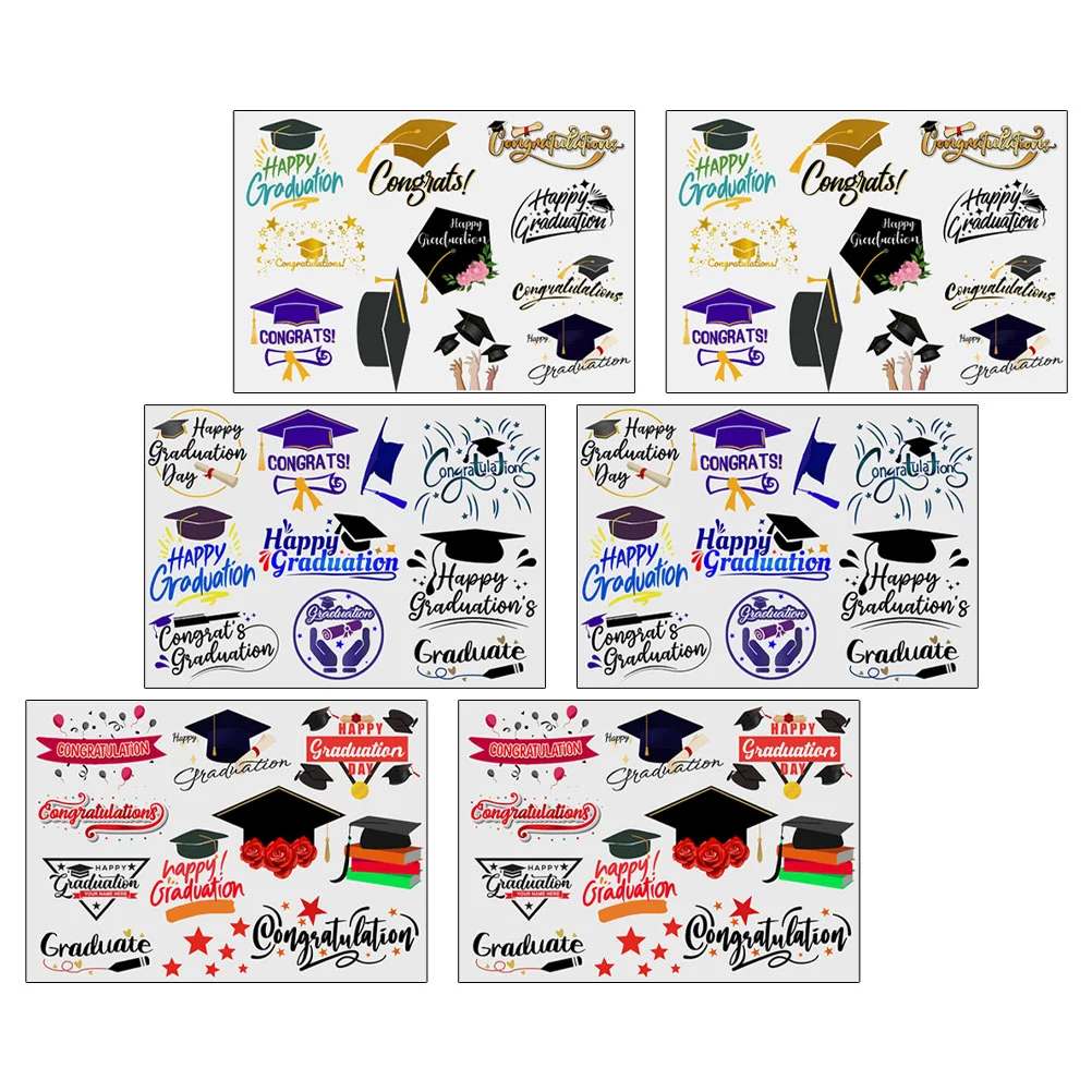 

6 Sheets Graduation Theme Party Tattoo Diy Body Tattoos Tattoos Decals Graduation Theme