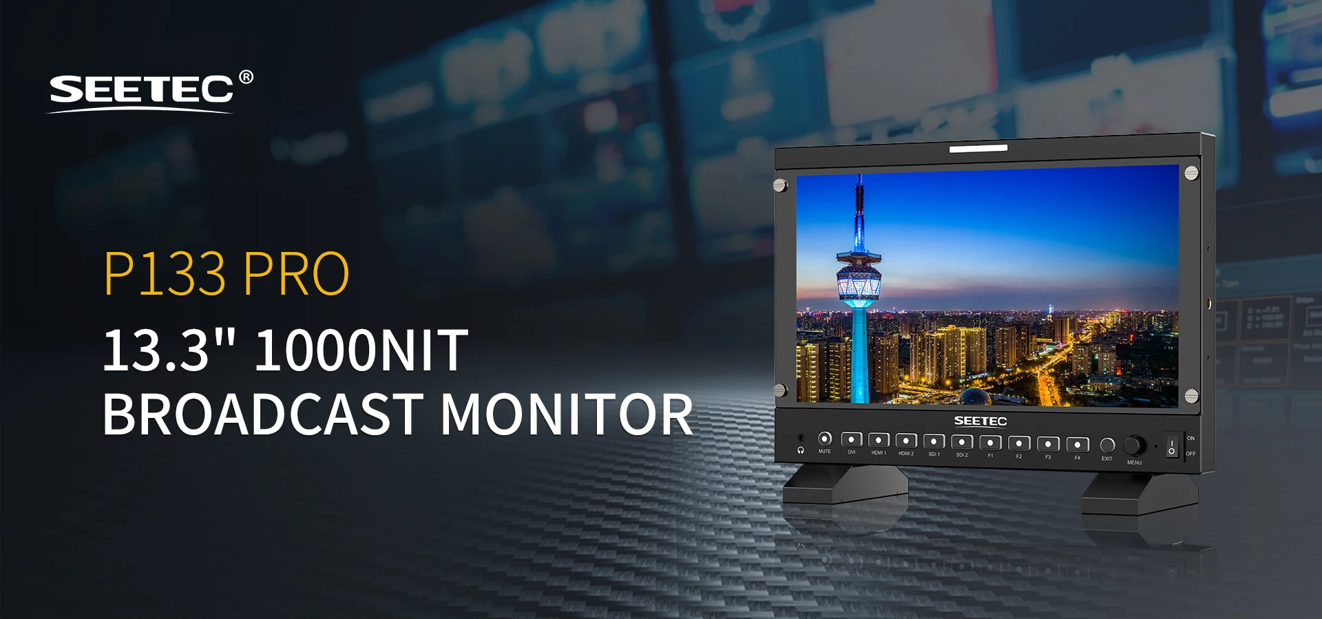 P133 PRO Broadcast Monitor 13.3in 1000nit Daylight Viewable 3G-SDI 4K 60Hz Scree