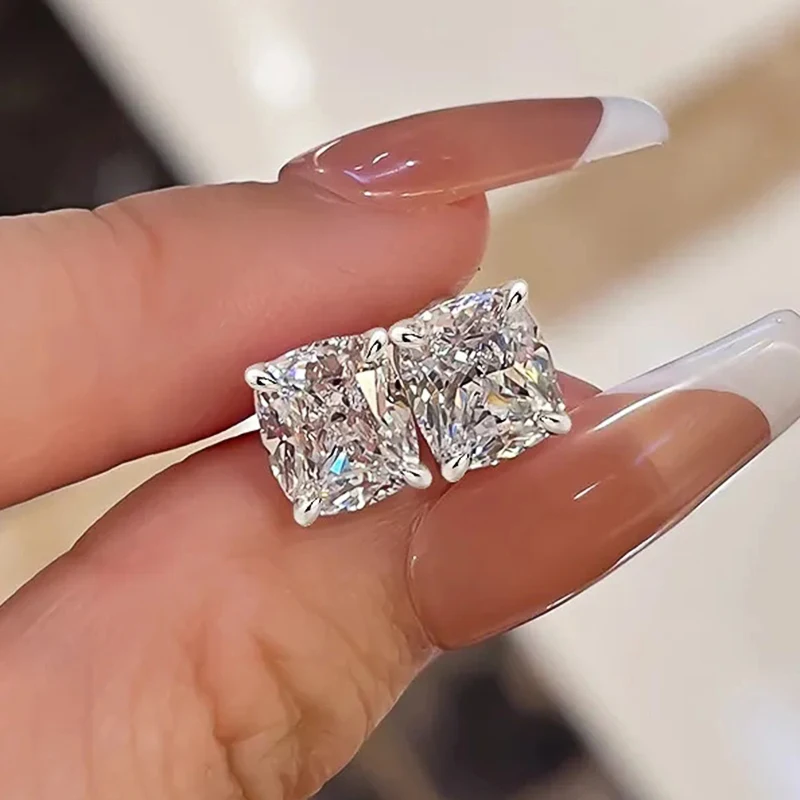 Huitan Simple Cubic Zirconia Stud Earrings for Women Silver Color Fashion Versatile Ear Piercing Crystal Earrings Female Jewelry 8 S1697f3caf1c94c21951f449ebeab73118
