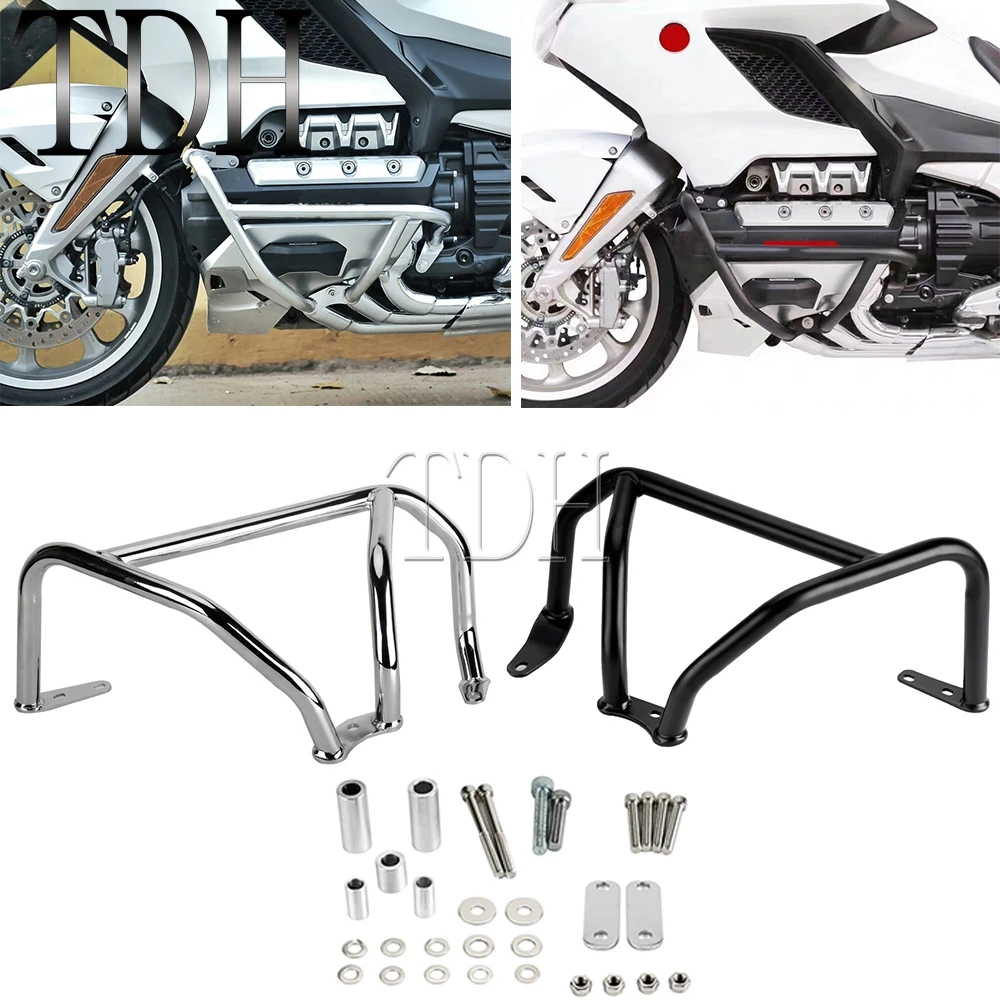 

Motorcycle Engine Guard Highway Crash Bar Protection Protector For HONDA GoldWing GL1800 F6C F6B 2018 2019 2020 21 Black Silver