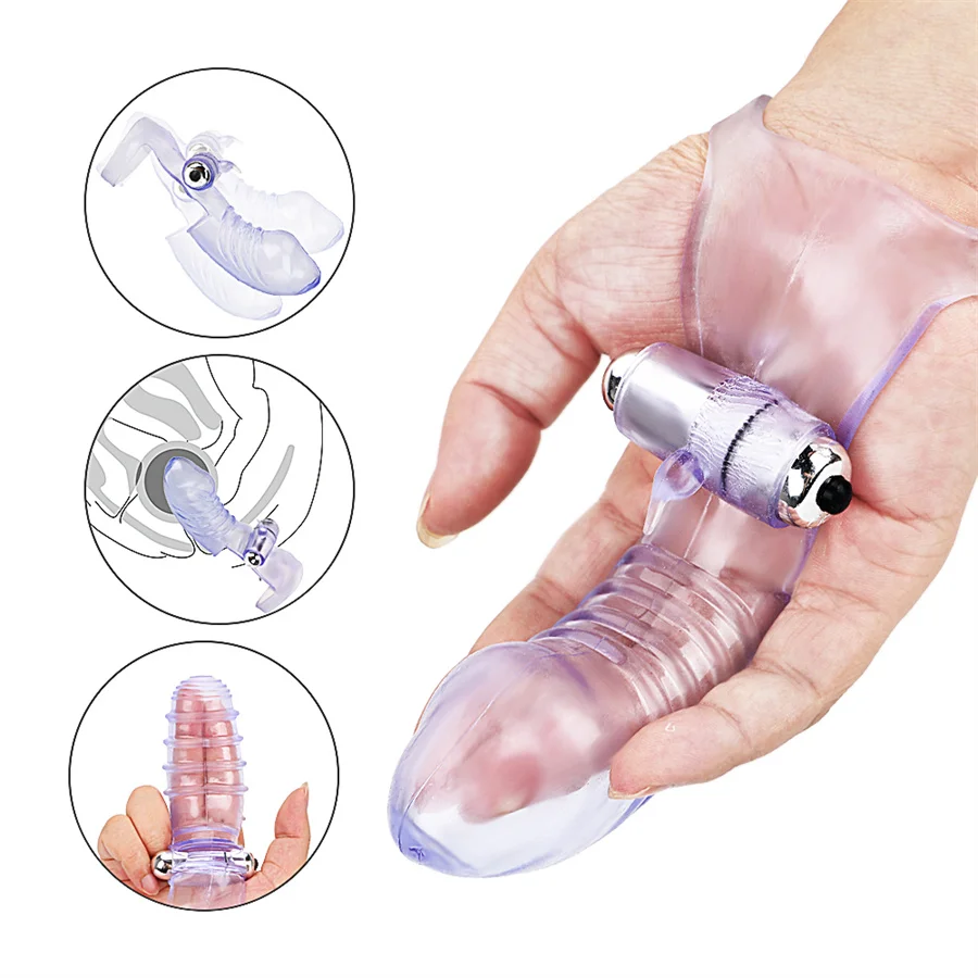 Vibrator Thick Condom Finger Sleeve Clitoris Stimulator G-Spot Massage Vibrators Adult Sex Toy For Women Sex Shop