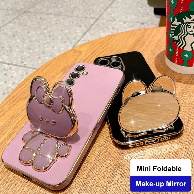 Premium Mirror Plating Phone Holder Case with Stand Cover – Stylish Protection