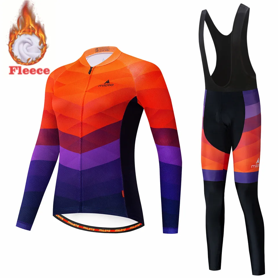 Miloto Men's Cycling Jersey – Long Sleeve Bike Shirt, Moisture Wicking, Reflective Strips, Back Pockets