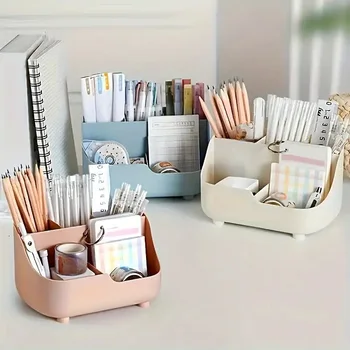 Scatola portaoggetti da tavolo di grande capacità Organizzatore da tavolo a cinque scomparti, Porta cancelleria per studenti Organizzatore da scrivania a 5 sezioni