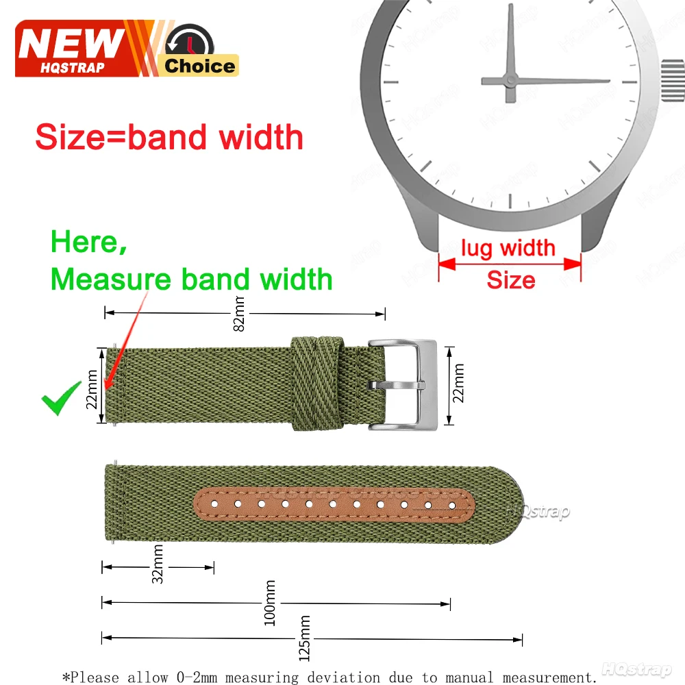 Quick Release Nylon Woven Universal Watch Strap - Men's & Women's Replacement Watchband