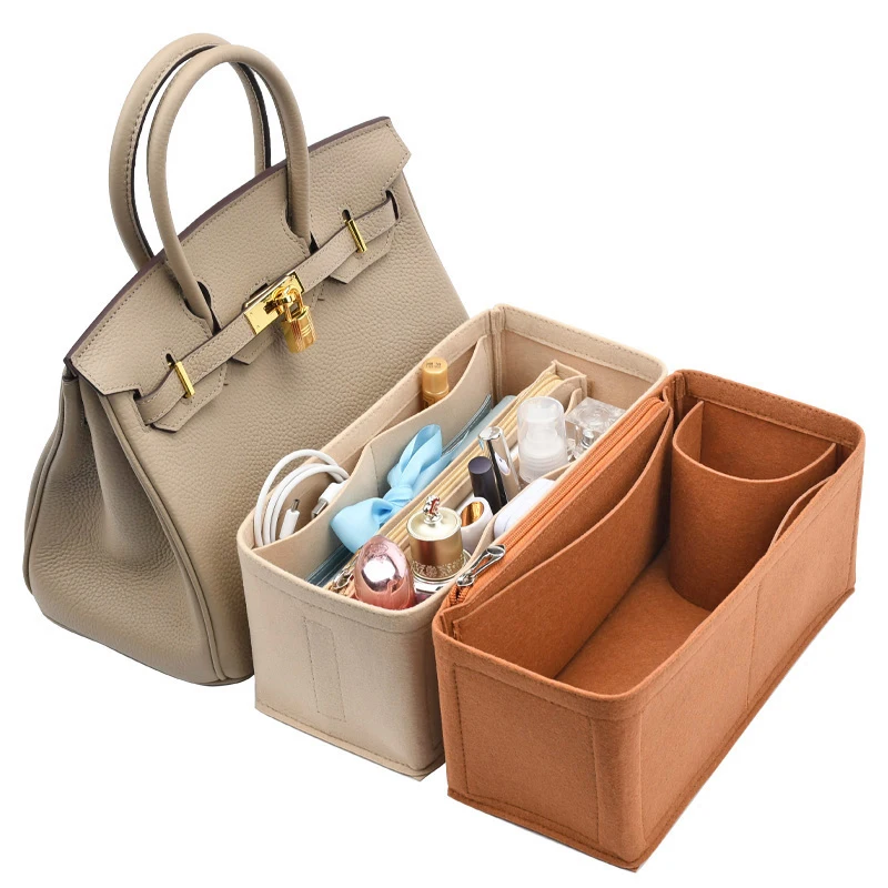 Women Insert Bag Organizer for Birkin 25 30 35 Makeup Handbag Organizer  Lady Inner Purse Portable Cosmetic Inside Bags 3 Colors