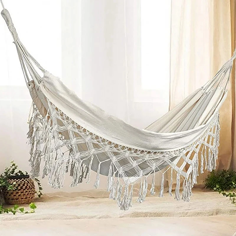 Swing Portable White Canvas Hammock 