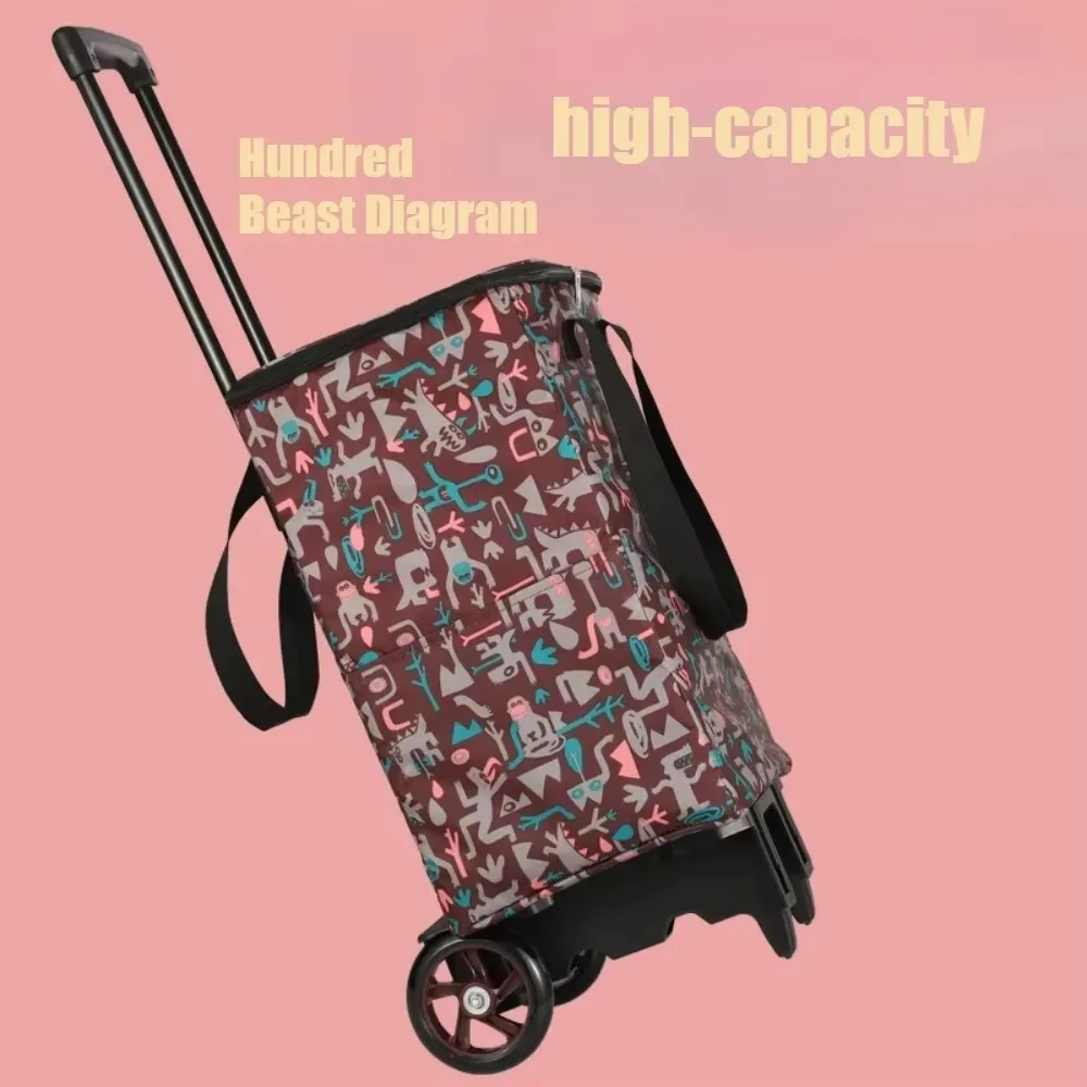 Folding Shopping Cart Household Lightweight Shopping Trolley Pull Rod Hand Pulled Car High-capacity Portable Waterproof Trailer folding shopping cart