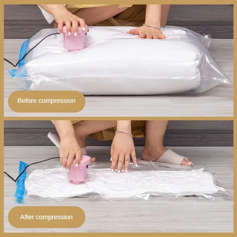 Description Picture 2 of item1-20PCS Transparent Clothing Vacuum Storage Bag Folding Quilt Clothes Storage Bag Travel Space Saving Vacuum Storage Bag