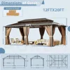 12'x20' Hardtop Gazebo, Aluminum Frame Permanent Pavilion with Curtains and Netting, Outdoor Polycarbonate, Gazebos 2
