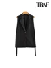 TRAF Women Fashion With Taps Side Vents Waistcoat Vintage Sleeveless Front Button Female Outerwear Chic Vest Tops 5