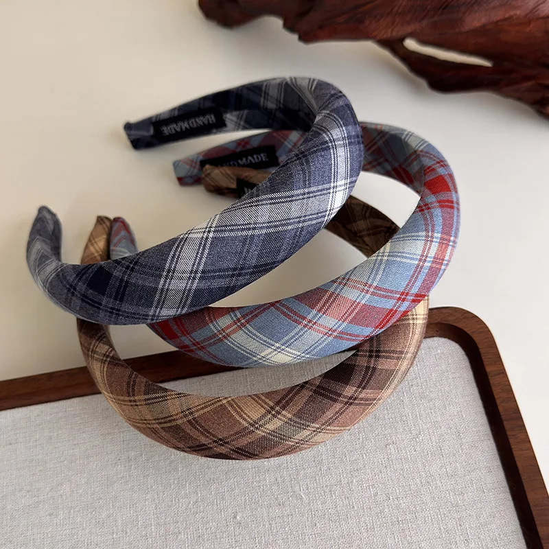 Stoff Plaid Stirnbänder Elegante Frauen Haar Hoop Haarbänder Herbst Mode Kopfschmuck Haar Bands Mädchen Haar Zubehör Kopfbedeckungen 1pc