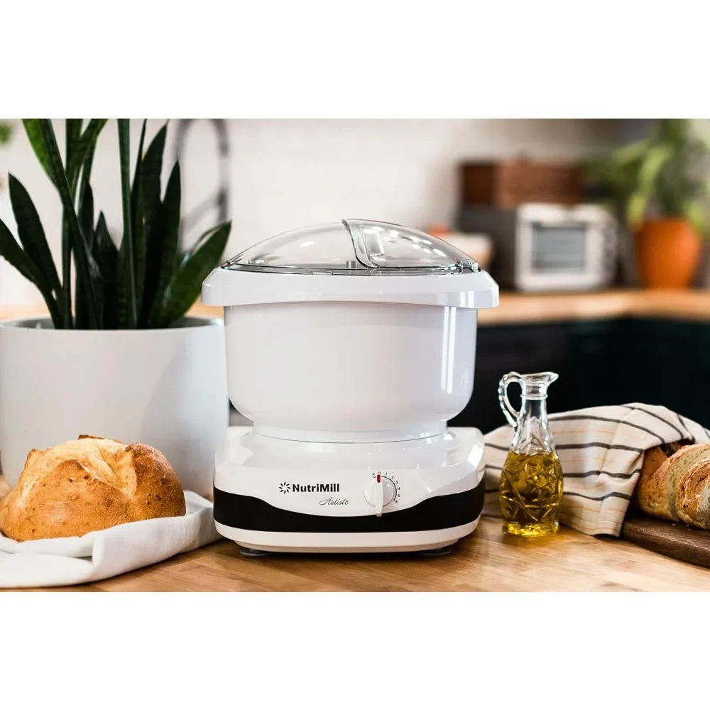 artiste kitchen electric stand mixer 500 watt 6.5 quart bowl with dough hook & wire whips (black trim)