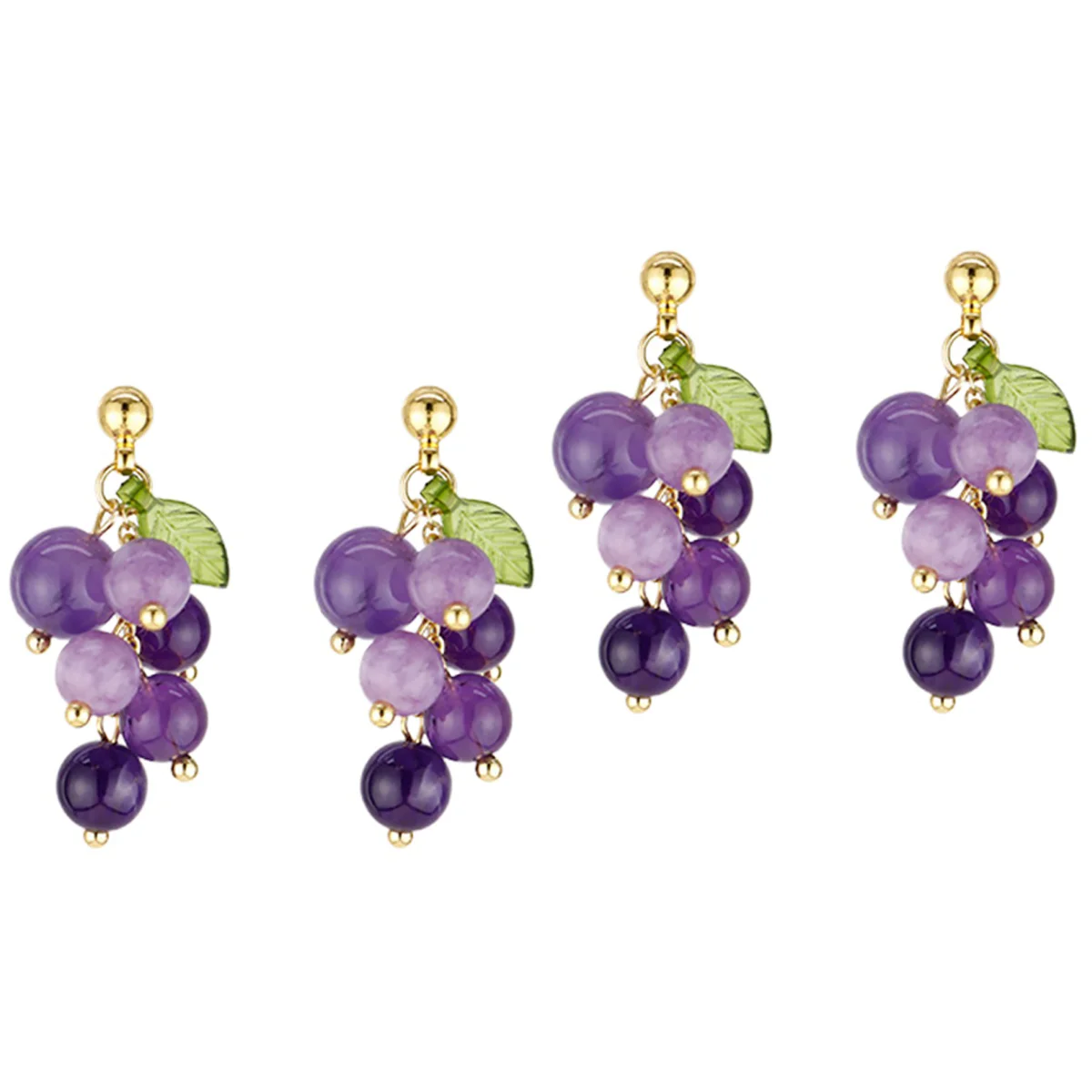 

2 Pairs Stud Earrings Grape Earrings Resin Earrings Fashionable Ear Jewelries for Women Girls