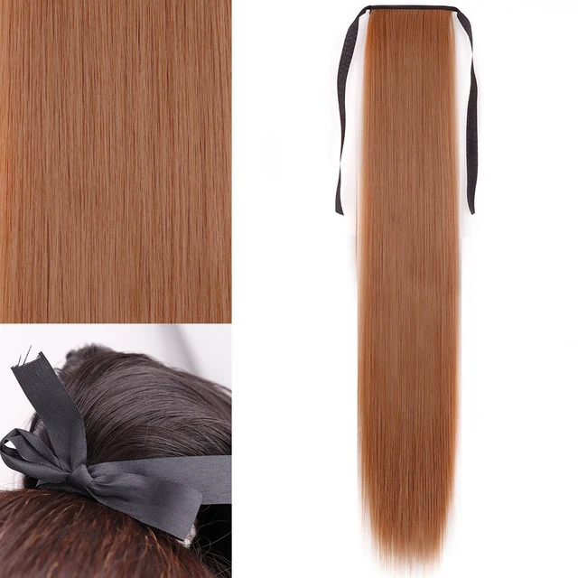 MERISIHAIR Synthetic Long Straight Wrap Around Clip In Ponytail Hair Extension Heat Reistan Pony Tail Fake Hair 13-30