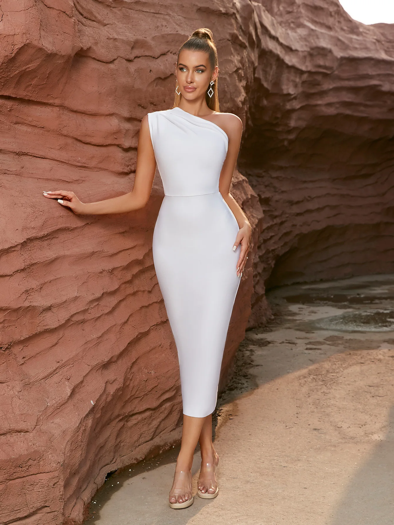 

TODKELBV-Formal Bandage Party Dress for Women, Sexy One Shoulder, Sleeveless, Celebrity, Birthday, Evening Club