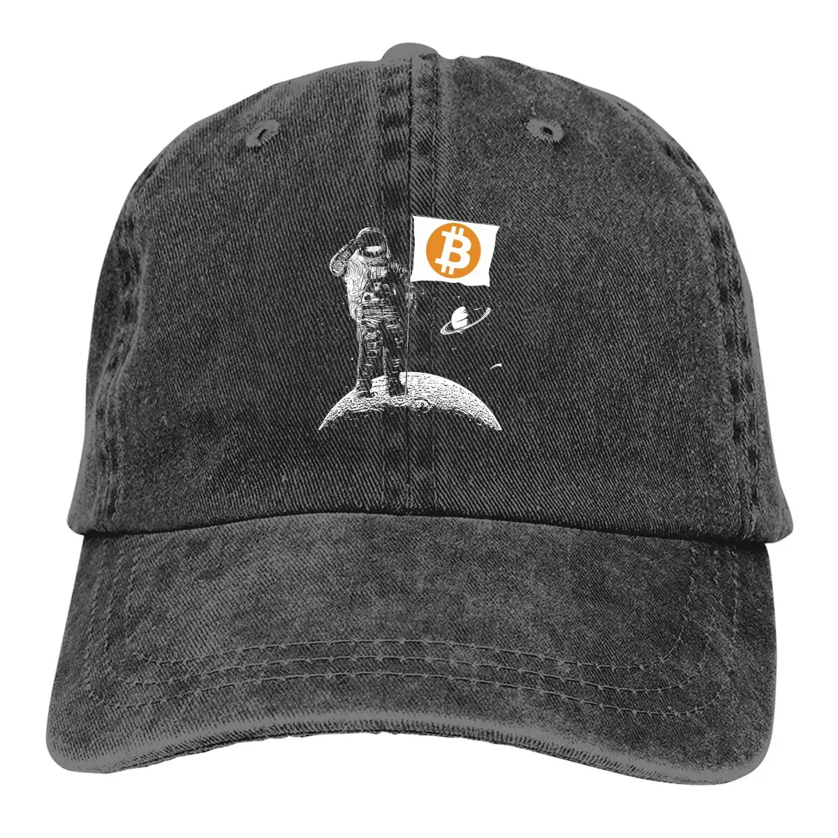 

Funny Astronaut Bitcoin Multicolor Hat Peaked Women's Cap Moon Flag Personalized Visor Protection Hats