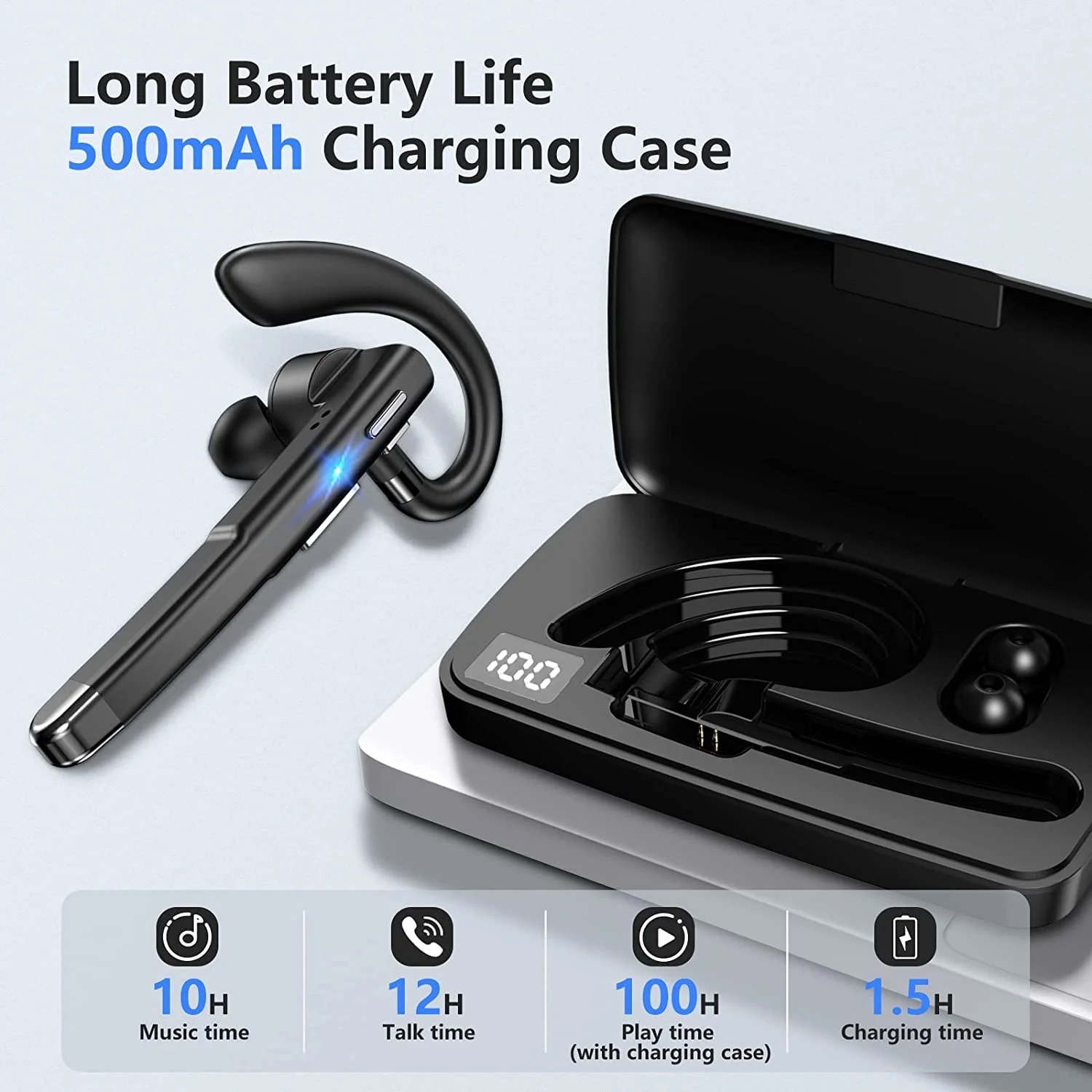 Bluetooth Earphones 5.3 Headphones Stereo Handsfree Noise Canceling Wireless Business Headset With HD Mic For All Smart Phones 6
