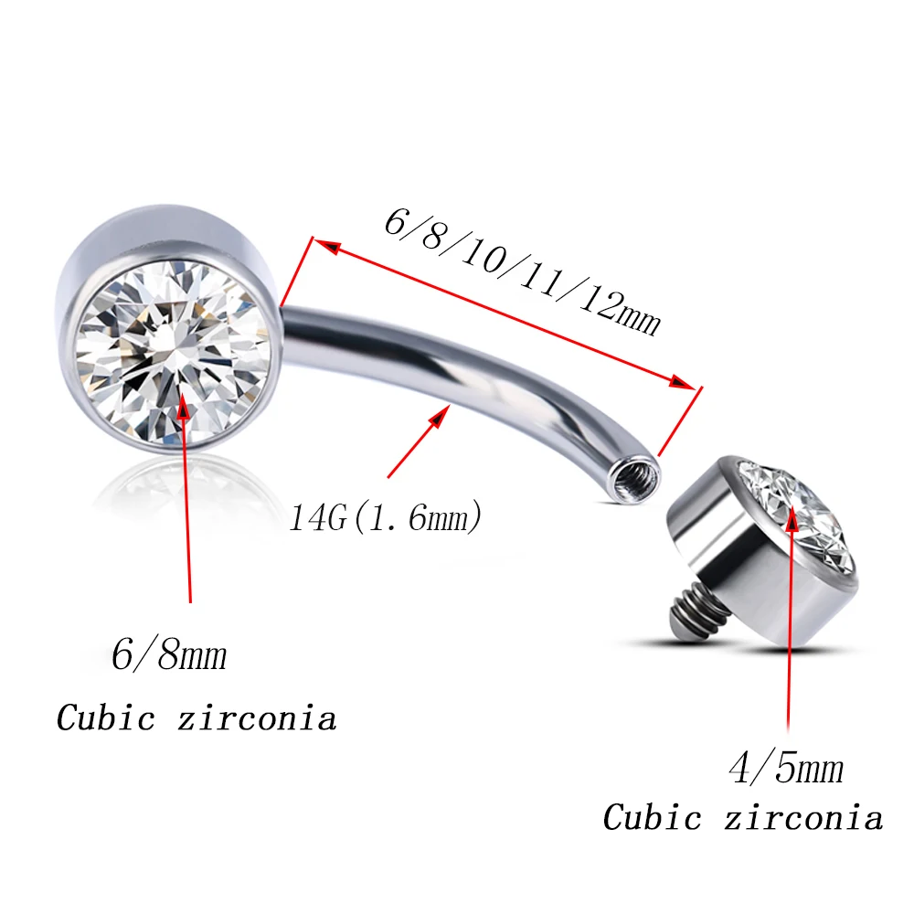 G23 Titanium Gem Stone Belly Button Rings Body Piercing Jewellery 14G Navel Piercing Ring Jewelry For Women piercing jewelry body piercing jewelry body jewelry belly button piercings