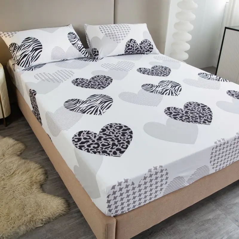 Description Picture 5 of itemLove Print Fitted Sheet Set Comfortable Bedding for Bedroom Guest Room Hotel with Deep Pocket Mattress Cover with Elastic Band