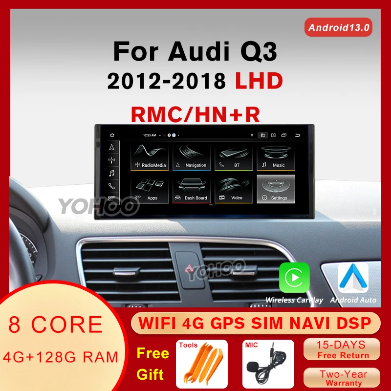 

10.25'' Android 12 4G+128GB Car Radio For Audi Q3 LHD 2012-2018 RMC HN+R CarPlay Multimedia Player GPS Navigation DSP Headunit