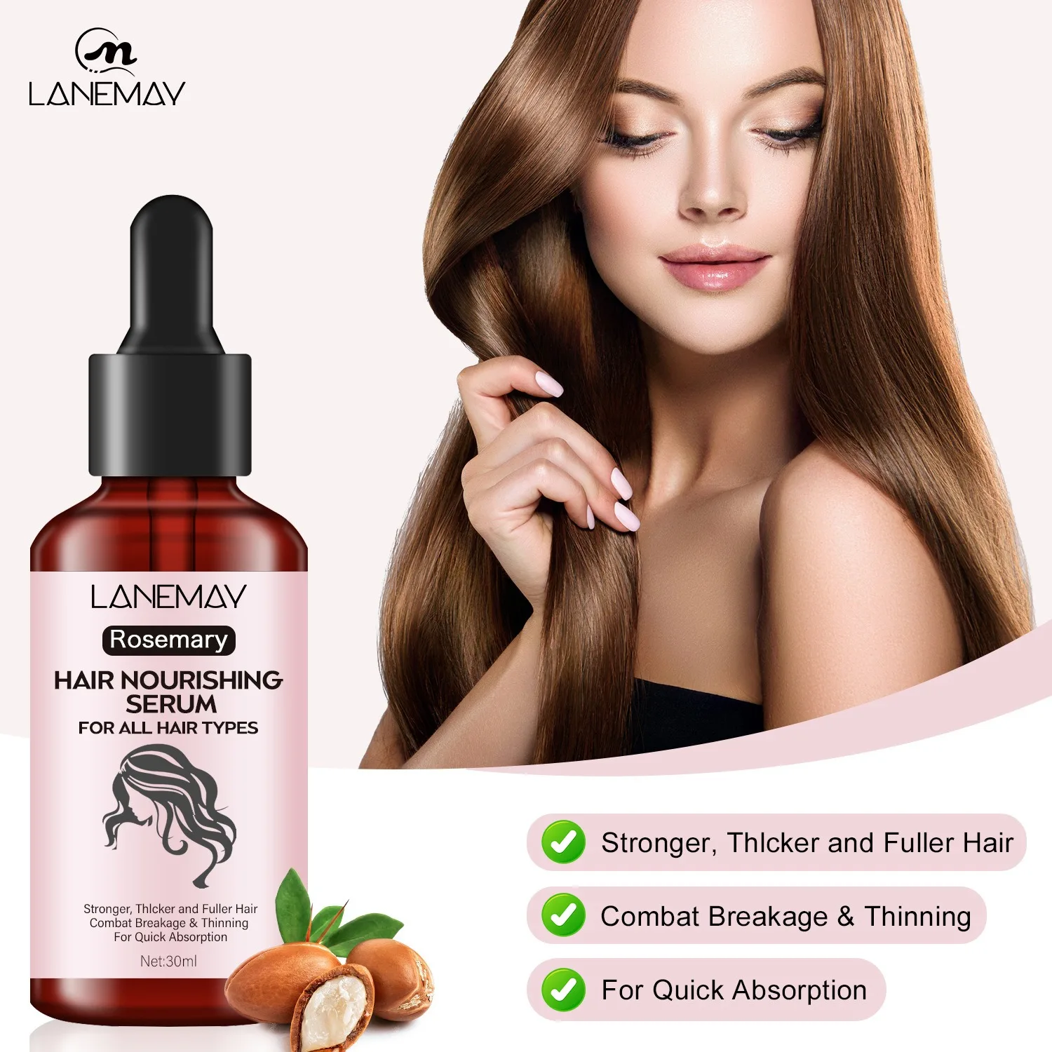 Rosemary Argan Essential Oil Hair Strengthening Oil Nourishing Treatment For Split Ends Dry Hair Care
