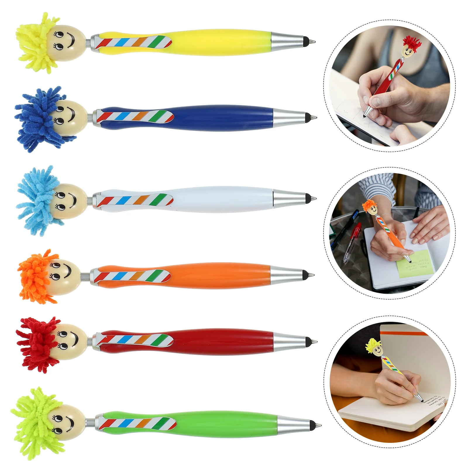 

Plush Hair Face Expression Pattern Durable Cartoon Writing Tools Ballpoint Pen Writing Pen for School Students