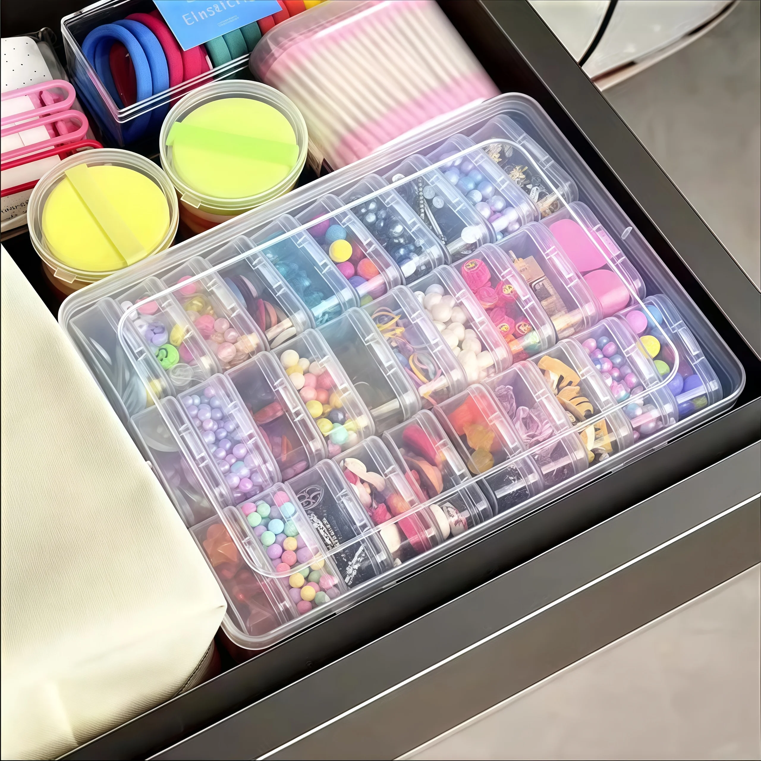 30pcs/Set Transparent Storage Box, Bead Storage Container Box, Jewelry Storage Box, Household Small Square Box