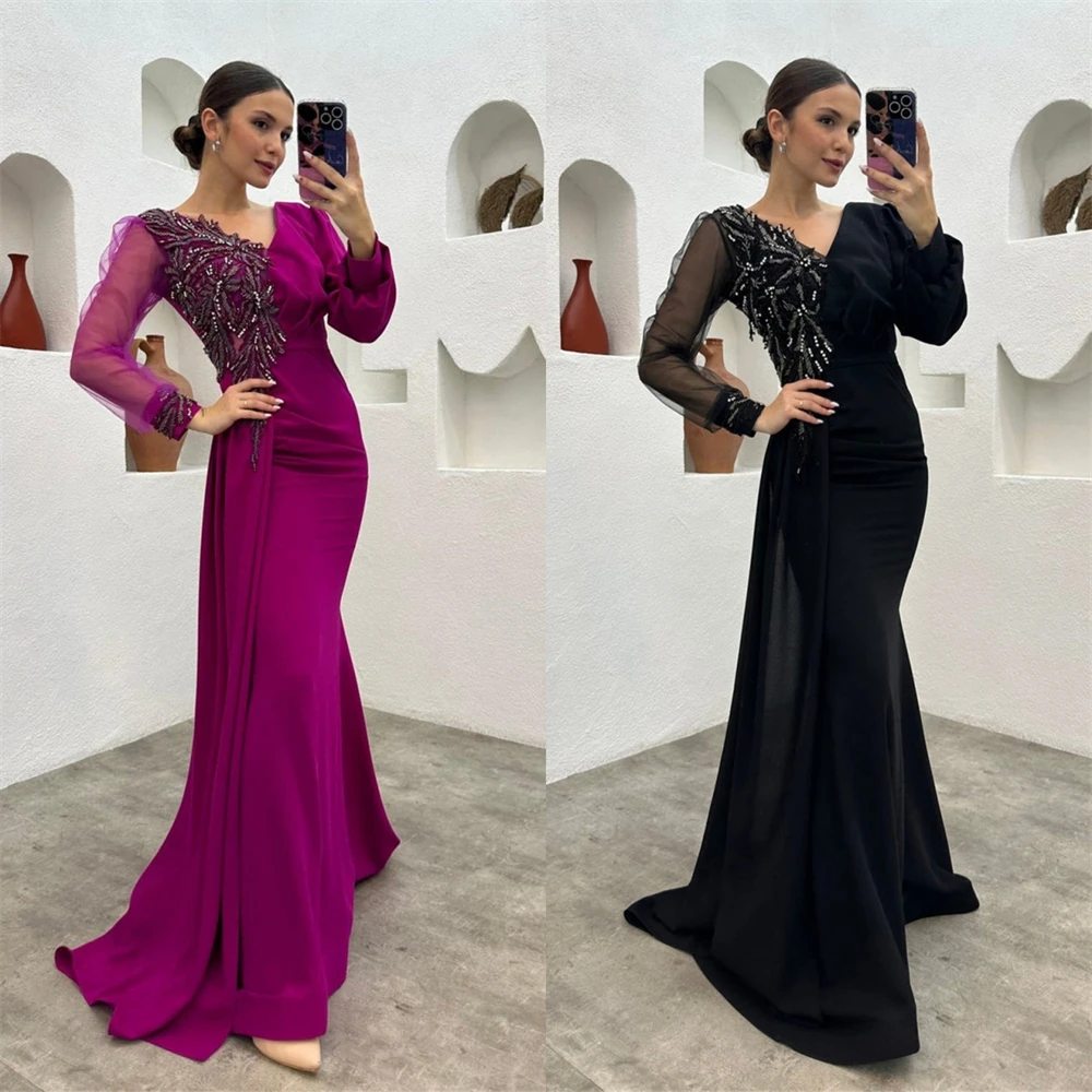 

Prom Dresses Elegant V-neck Mermaid Cocktail Sequin Chiffon Occasion Evening Gown فساتين كوكتيل cocktail dresses for women