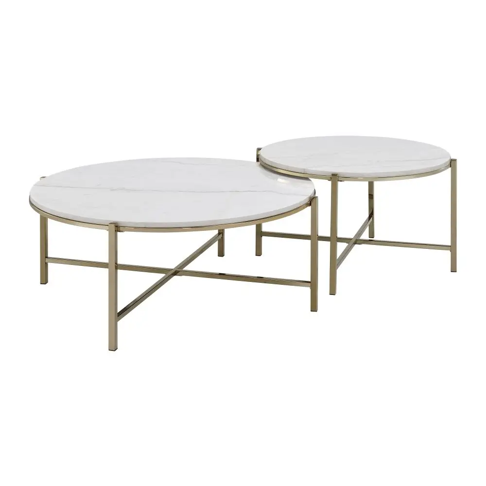 Marble Top Nesting Table Set with Nickel Finish - Zaidee 4