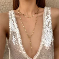 Collier bohème Long en forme de Y pour femmes, chaîne de clavicule en métal esthétique Y2K, couleur or, ras du cou, bijoux cadeaux de fête de vacances 2