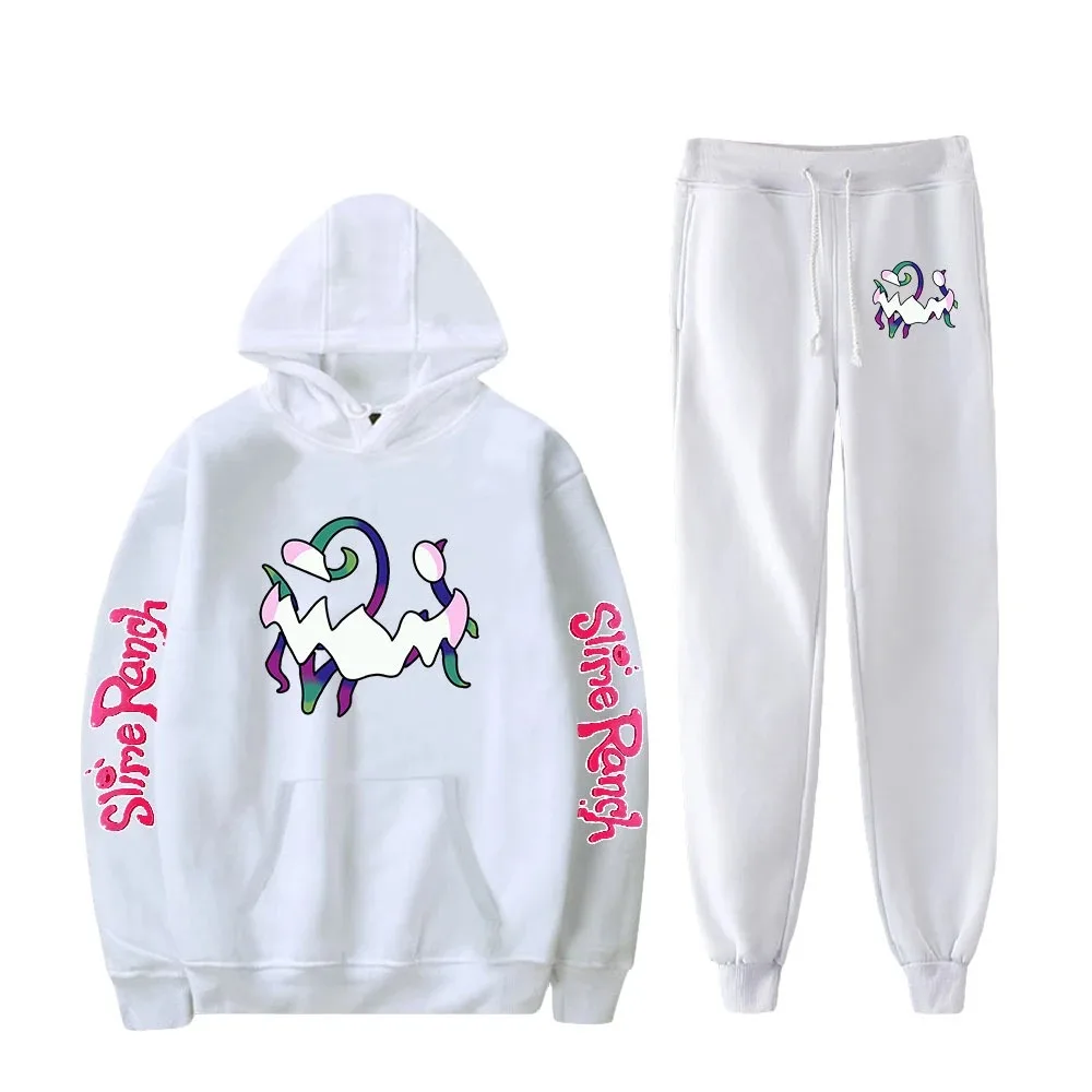 Slime Rancher Camisola Unisex Two Piece Set Hoodie + Jogger Pant Harajuku Streetwear Simulação Jogo 2024 Conjunto Rip das homens