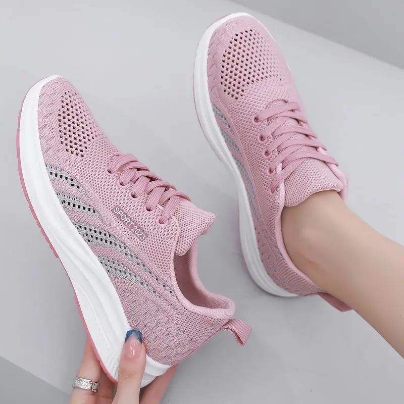 Shoes For Women Lace Up Pink Sports Woman Footwear Running