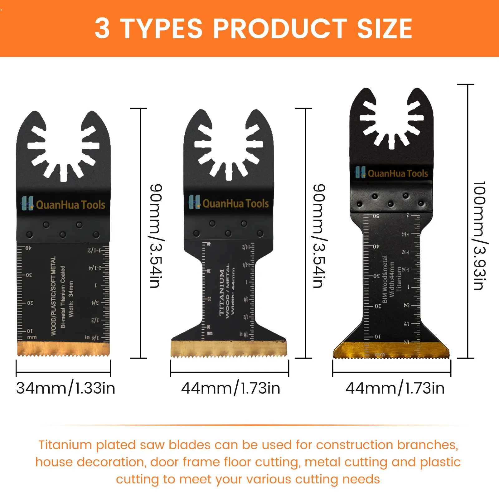 34mm/44mm Titanium Oscillating Blades Multitool Oscillating Saw Blades Tools Accessories for Wood Hard Material Metal Cutting