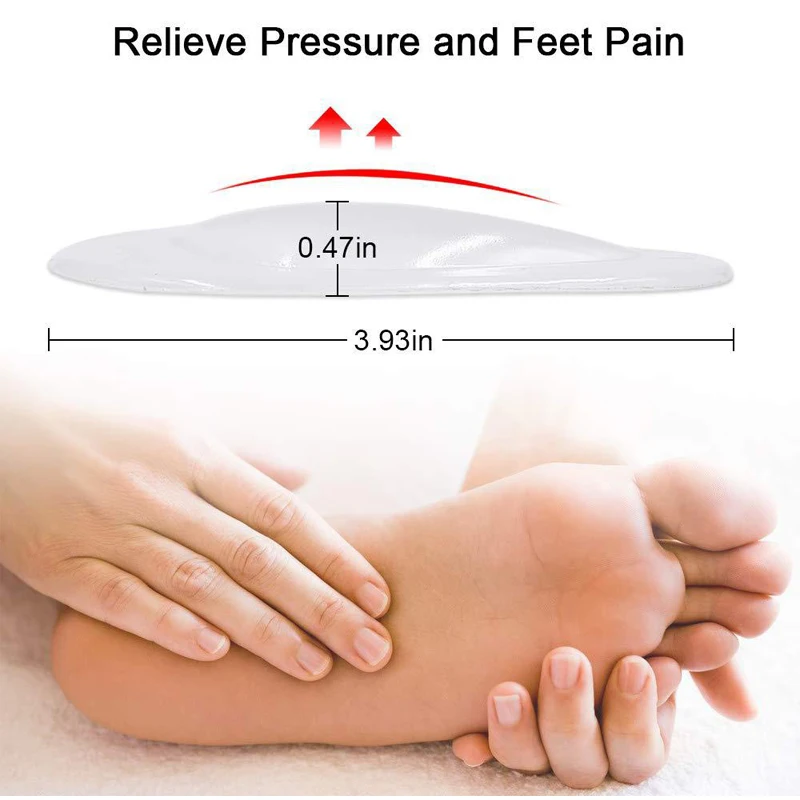 2pcs Arch Support Shoe Insoles for Flat Feet Gel Arch Inserts for Plantar Fasciitis, Pad Relieve Pressure and Feet Pain