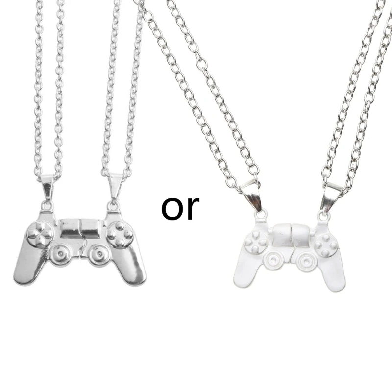 2 Pcs/set Couple BFF Matching Magnet Necklaces Game Controller with Pendant  