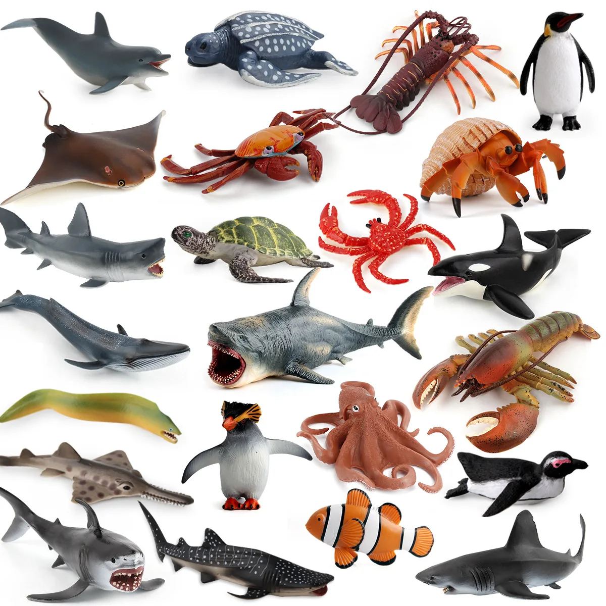 

Simulation of solid great white shark blue whale tiger shark marine animal life model whale toy ornaments figurines animaux