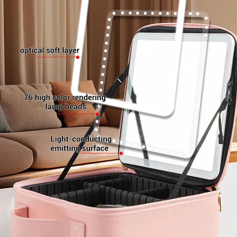 Smart LED Cosmetic Case with Mirror Cosmetic Bag Travel Makeup Bags for Women Fashion Portable Storage Bag Travel Makeup Bags 5