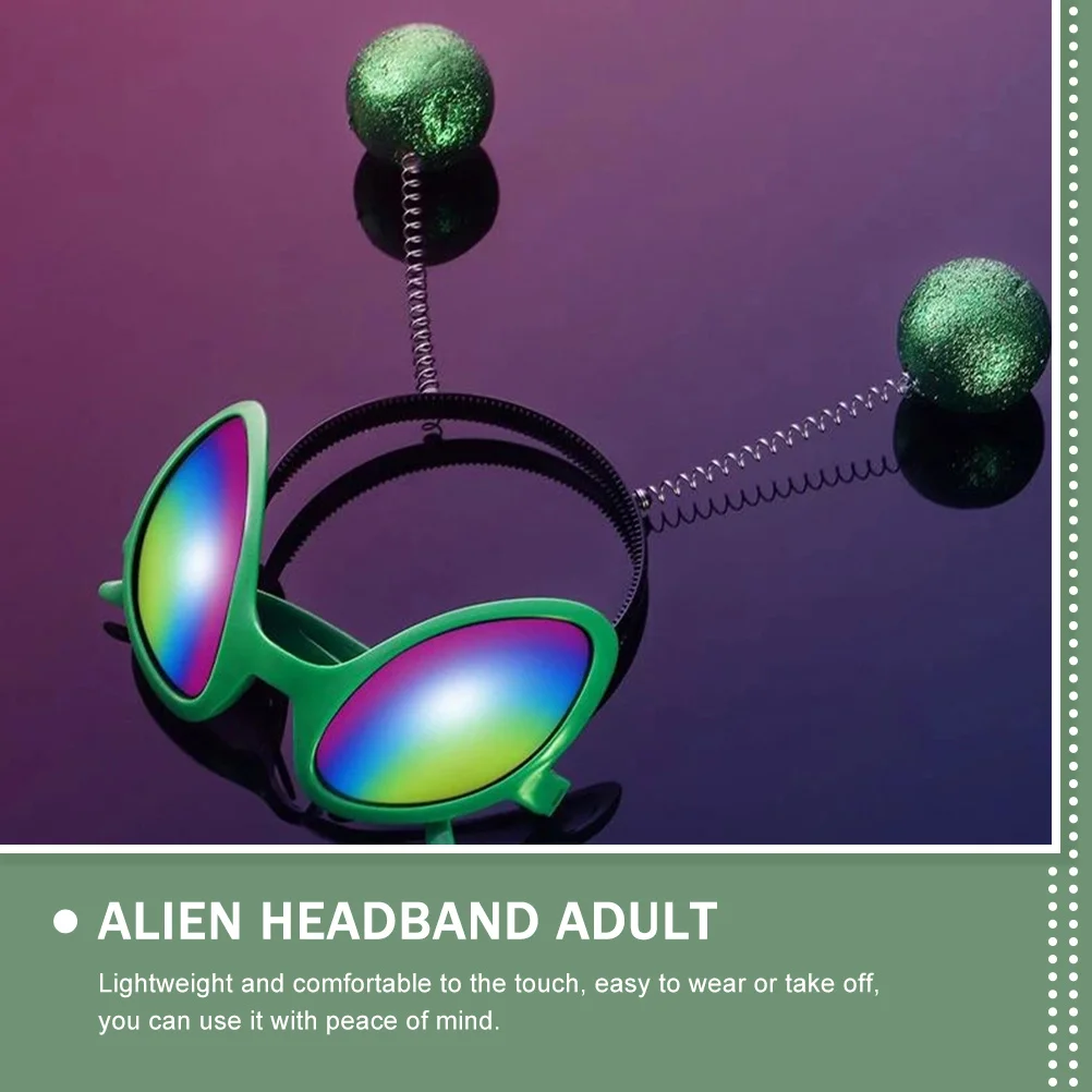 Alien Headband Glasses Set 4Pcs Party Costumes Accessories Rainbow Lens Eyewear Martian Antenna Adult Sunglasses Headwear