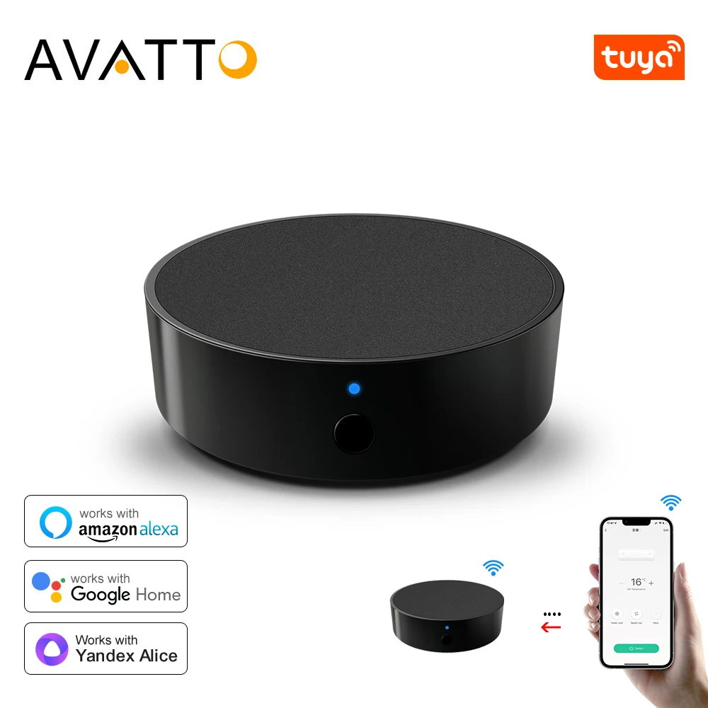 Smart Infrared Remote AVATTO Tuya WiFi IR Remote for Air Conditioning TV DVD AUD AC Universal Infrared Remote Control Works With Alexa, Google Home