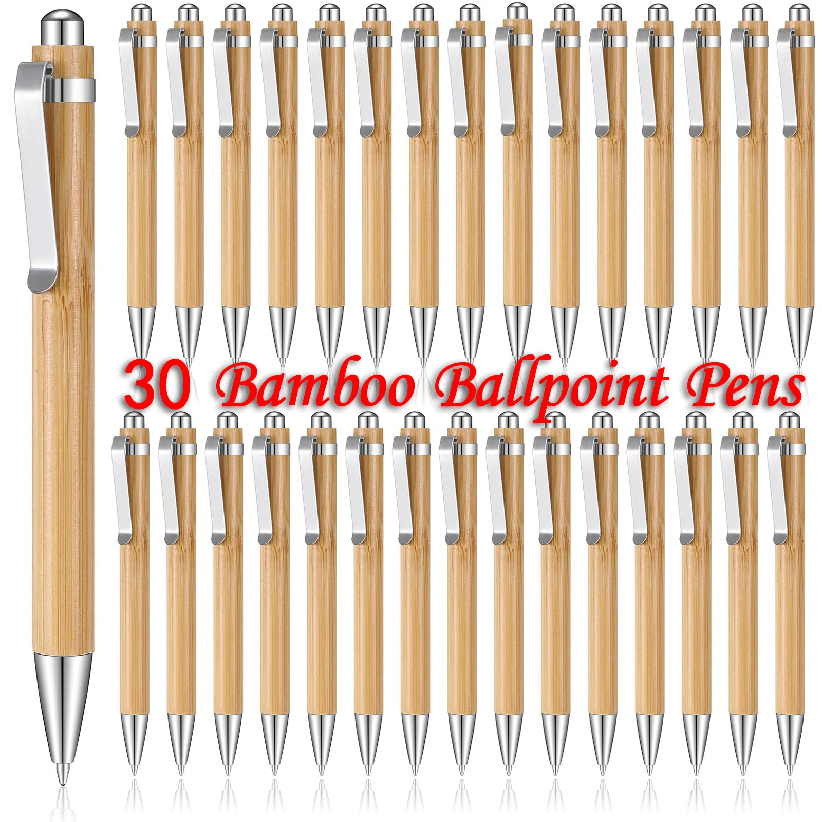 

30Pcs Bamboo Wood Ballpoint Pen 1.0mm Bullet Tip Black Ink Business Signature Ball Pen Office School Wrting Stationery