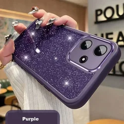 Glitter Phone Case with Built-in Lens Protection Film for Poco F7 Pro (PURPLE)