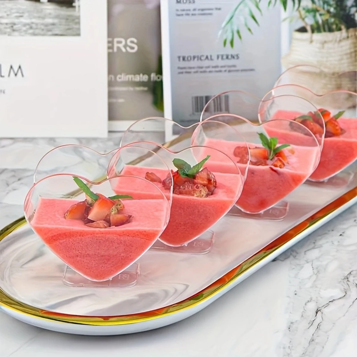 10pcs- Heart-shaped Mousse Cup Pudding Cup Heart-shaped Jelly Tiramisu Dessert Plastic Dessert