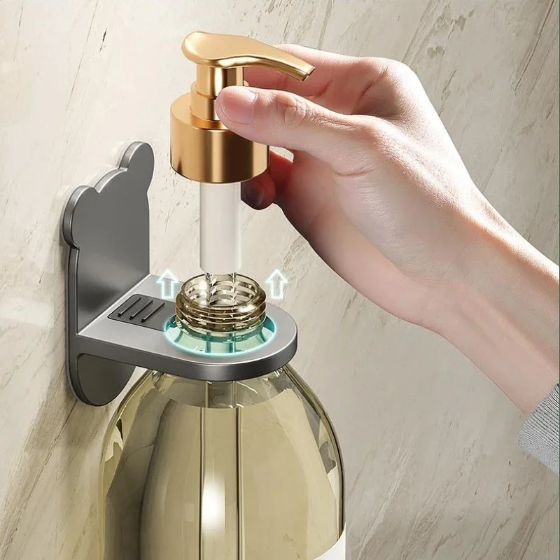 Soap Dispenser Shampoo Dispenser Soap Liquid Box Universal Shower Gel Bottle Rack Adjustable Shampoo Bottle Holder Hand Soap Dispenser Hook Wall Mounted Free Punching