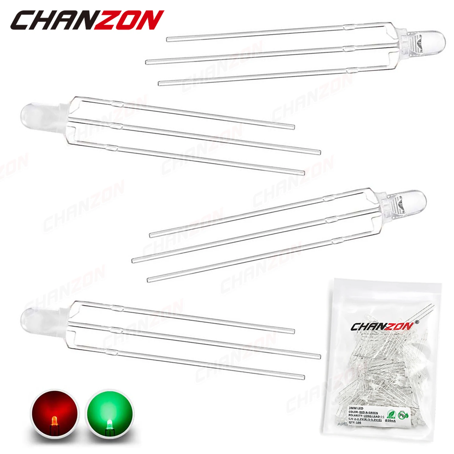 Bicolor 3 mm LED Light Emitting Diode Lampe 100 stücke Grün Rot ...