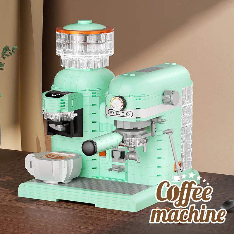 

Creative Grinding Coffee Machine Simulation Model Desktop Decoration Micro Building Blocks Bricks Toys Gifts