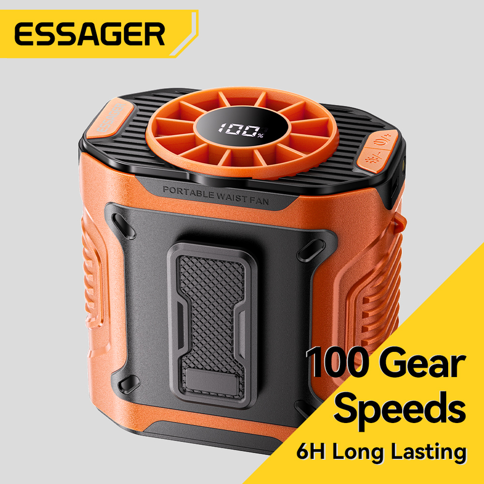 Essager High-speed Waist Fan Portable Outdoor Waist Fan Hanging Neck Strong Wind with PowerBank LED Lighting for Outdoor Working