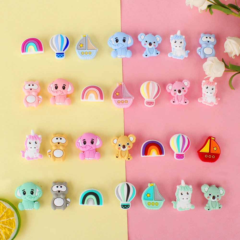 5/20/50pcs/Lot Silicone Beads Baby Cartoon Koala Bear Unicorn character Teething Beads DIY Pacifiers Chain Clip Baby Accessories 5