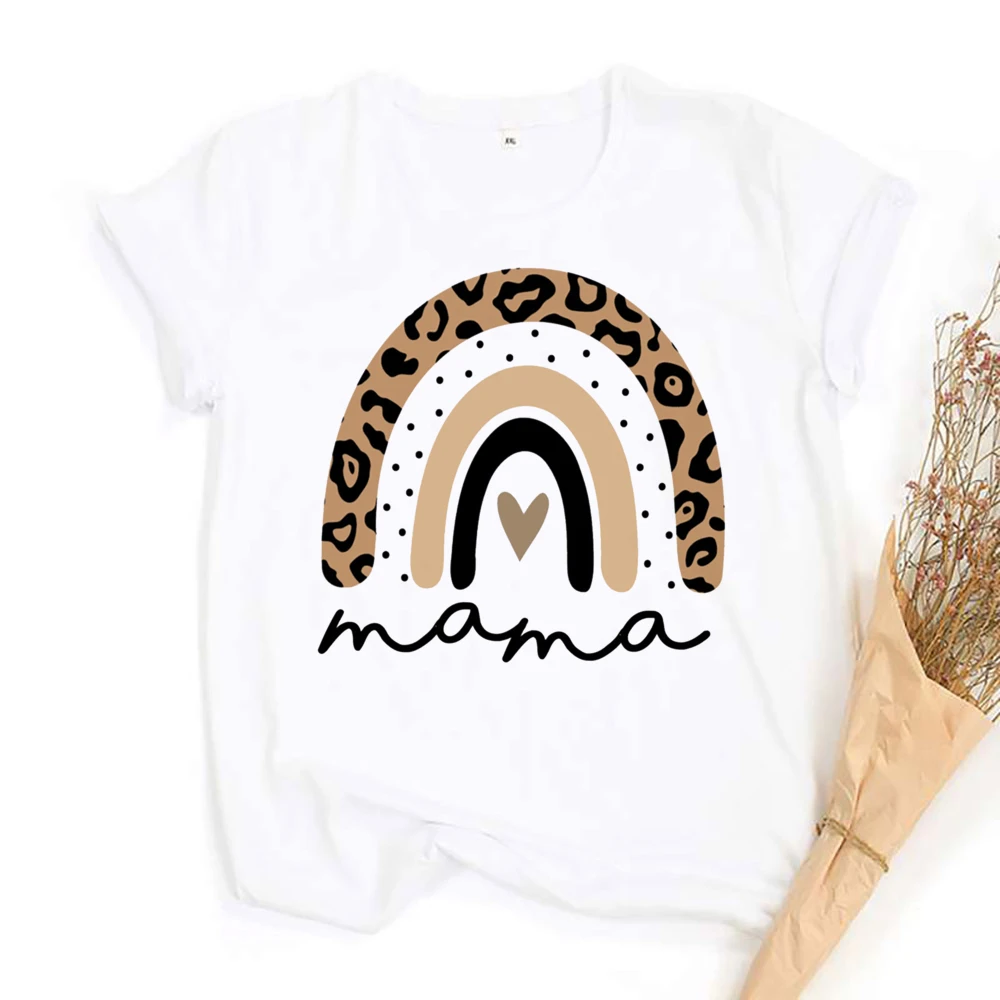 Mama Mimi Leopard Heart Print Family Matching Clothes Mother & Daughter Short Sleeve Outfit Shirt Fashion Mom Girl T-shirt Tops 3