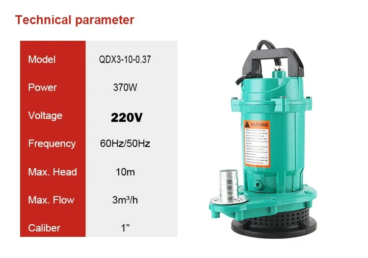Mini Submersible Water Pump 220V 50Hz Aluminum Housing High Flow 3m³/h 10m Head